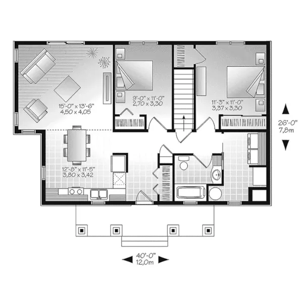 Ranch House Plan First Floor - Laney Prairie Style Ranch Home 032D-0833 - Shop House Plans and More