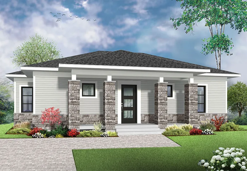 Ranch House Plan Front of Home - Laney Prairie Style Ranch Home 032D-0833 - Shop House Plans and More