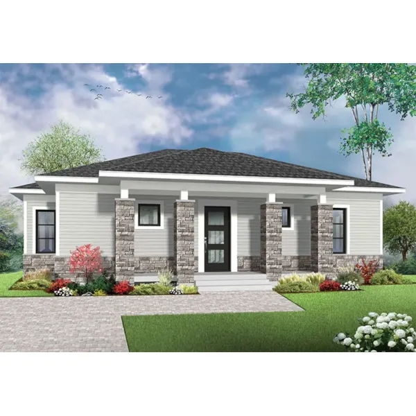 Ranch House Plan Front of Home - Laney Prairie Style Ranch Home 032D-0833 - Shop House Plans and More