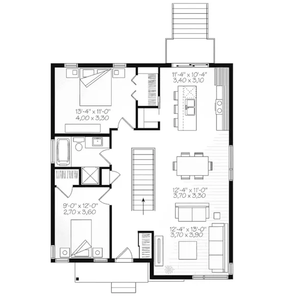 Beach & Coastal House Plan First Floor - Meade Modern Cabin 032D-0834 - Shop House Plans and More