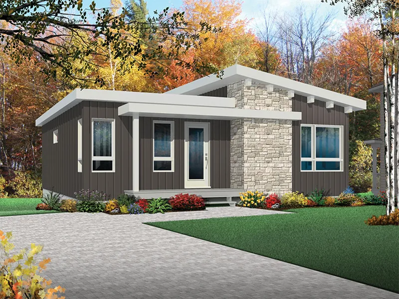 Vacation House Plan Front Image - Meade Modern Cabin 032D-0834 - Shop House Plans and More