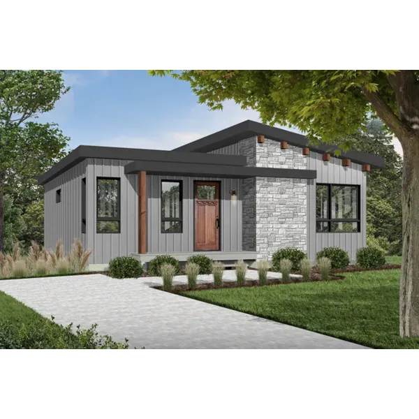 Beach & Coastal House Plan Front of Home - Meade Modern Cabin 032D-0834 - Shop House Plans and More