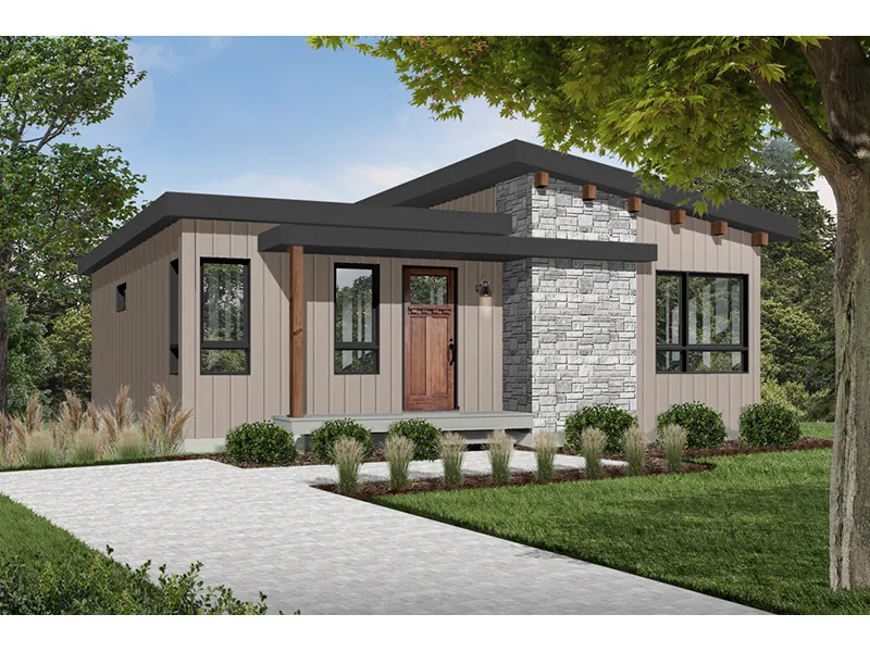 Ranch House Plan Front Photo 02 - Meade Modern Cabin 032D-0834 - Shop House Plans and More