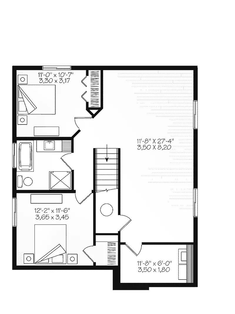 Vacation House Plan Lower Level Floor - Meade Modern Cabin 032D-0834 - Shop House Plans and More