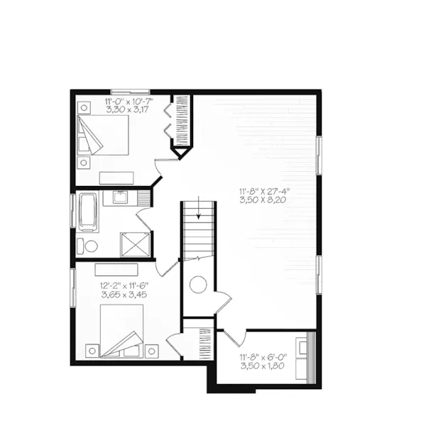 Beach & Coastal House Plan Lower Level Floor - Meade Modern Cabin 032D-0834 - Shop House Plans and More