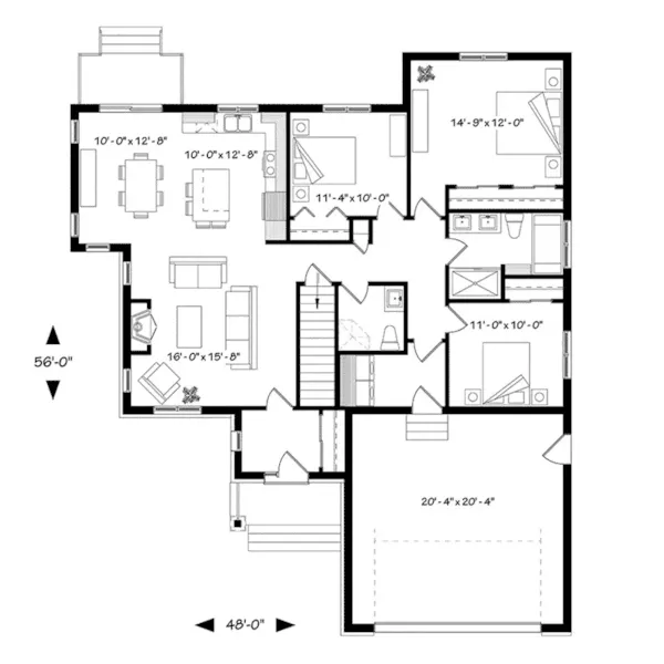 Ranch House Plan First Floor - Montrose Craftsman Home 032D-0840 - Shop House Plans and More