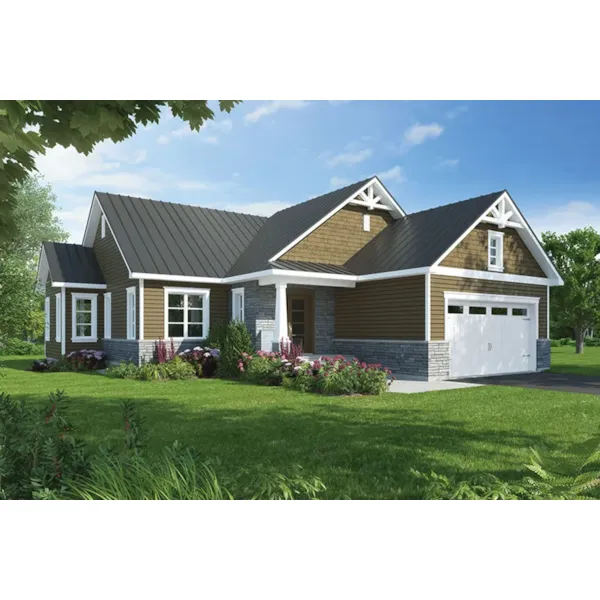 Ranch House Plan Front of Home - Montrose Craftsman Home 032D-0840 - Shop House Plans and More