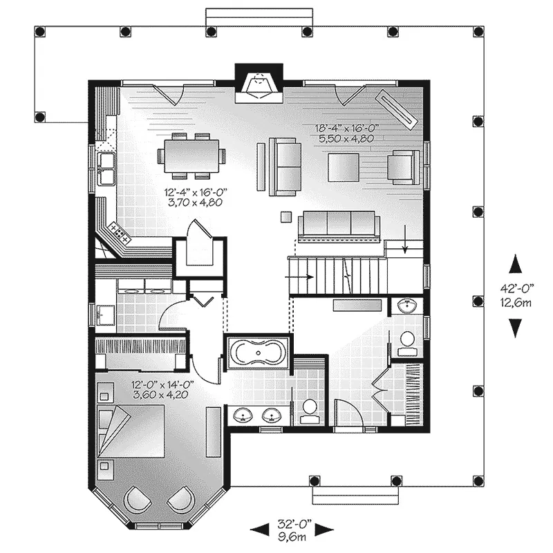 First Floor - Osage River Vacation Home 032D-0844 - Shop House Plans and More