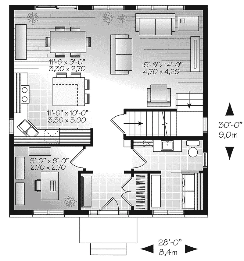 Prairie House Plan First Floor - Strahorn Prairie Style Home 032D-0847 - Shop House Plans and More