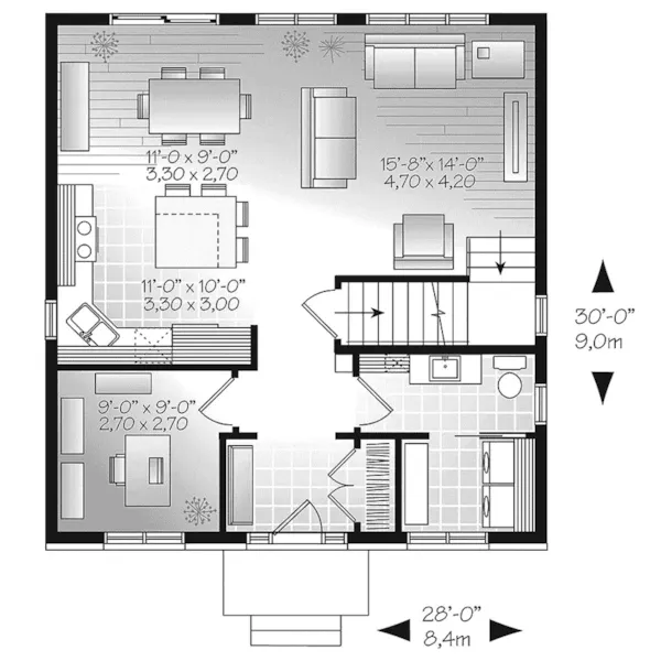 Prairie House Plan First Floor - Strahorn Prairie Style Home 032D-0847 - Shop House Plans and More