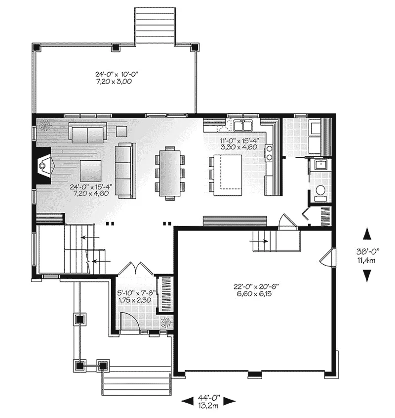 First Floor - Mikara Modern Craftsman Home 032D-0848 - Shop House Plans and More