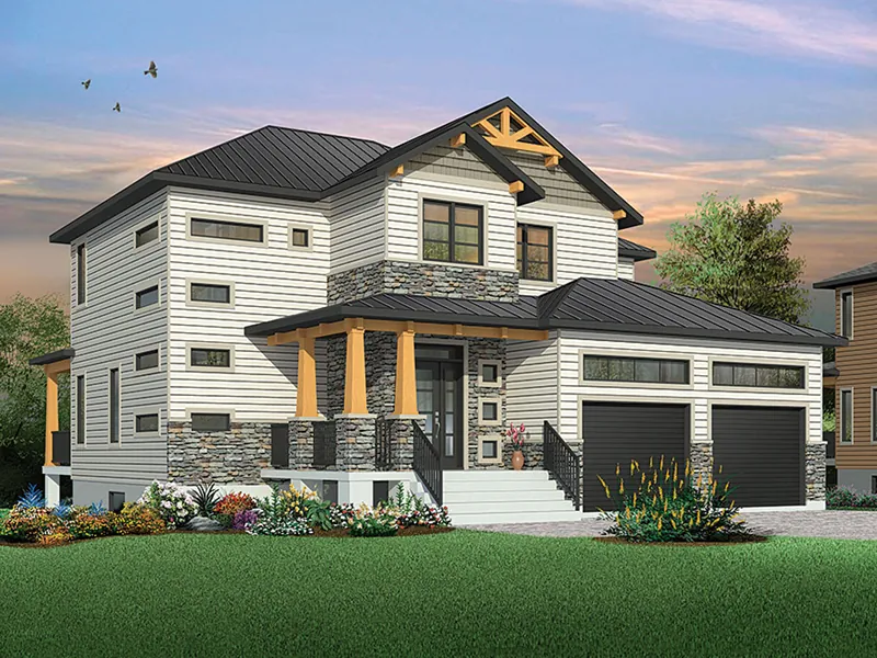 Front of Home - Mikara Modern Craftsman Home 032D-0848 - Shop House Plans and More