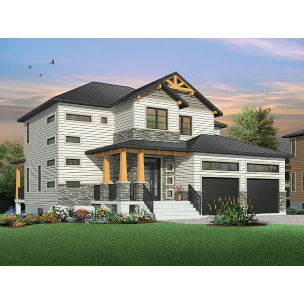 Front of Home - Mikara Modern Craftsman Home 032D-0848 - Shop House Plans and More