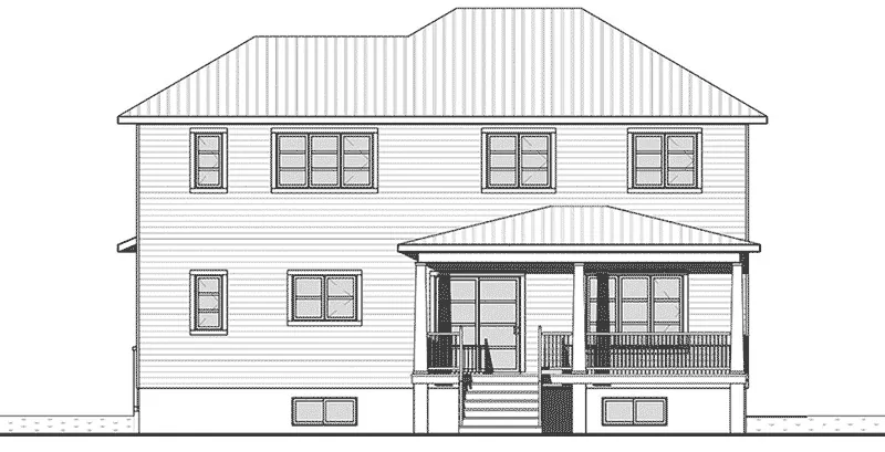 Rear Elevation - Mikara Modern Craftsman Home 032D-0848 - Shop House Plans and More