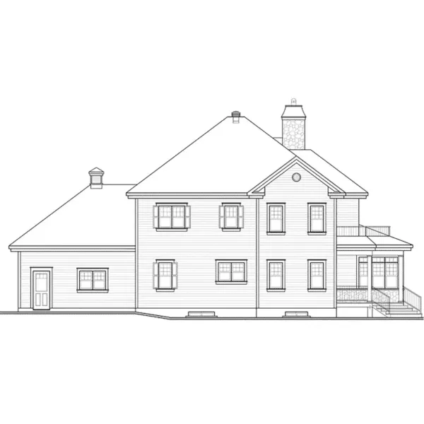 Rear Elevation - Larkmont Traditional Home 032D-0854 - Shop House Plans and More