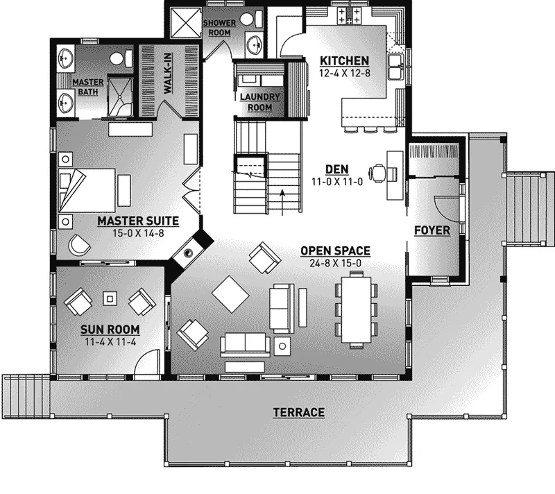 First Floor - Overlook Vacation Home 032D-0858 - Shop House Plans and More