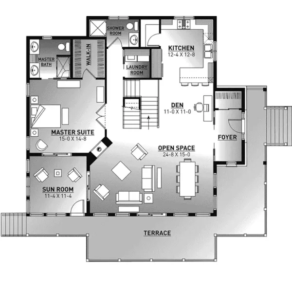 First Floor - Overlook Vacation Home 032D-0858 - Shop House Plans and More