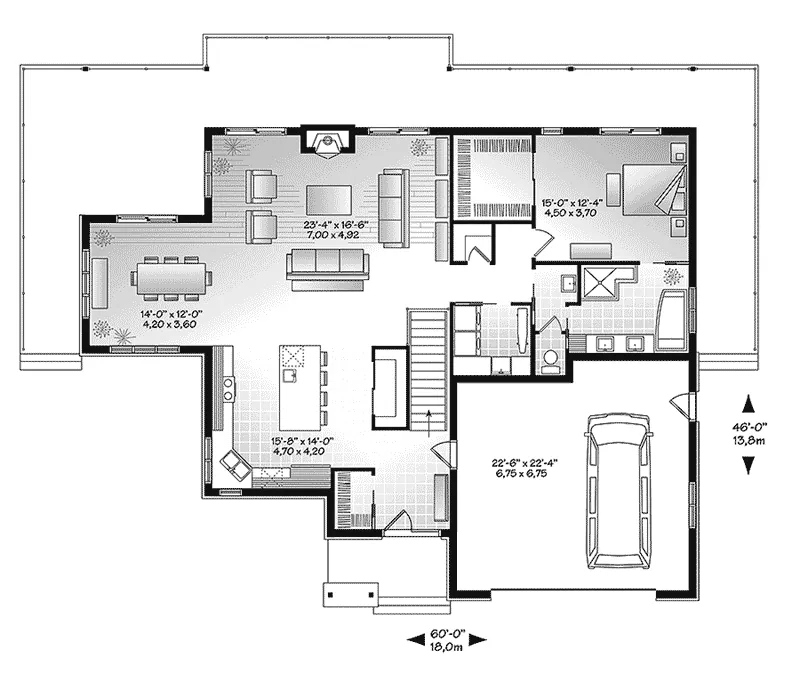 Ranch House Plan First Floor - Pryce Park Contemporary Ranch Home 032D-0862 - Shop House Plans and More