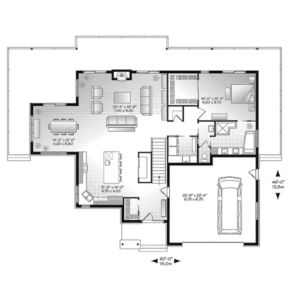 Ranch House Plan First Floor - Pryce Park Contemporary Ranch Home 032D-0862 - Shop House Plans and More