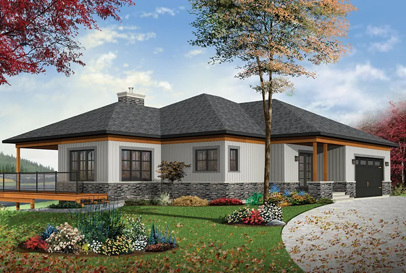 Ranch House Plan Front of Home - Pryce Park Contemporary Ranch Home 032D-0862 - Shop House Plans and More