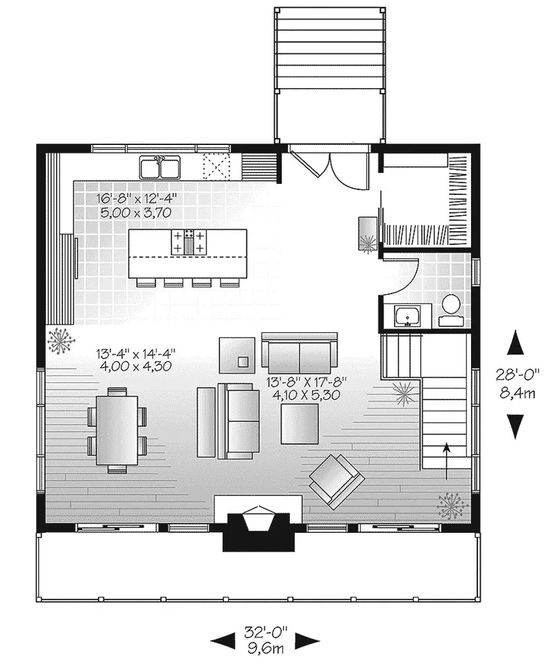 Ranch House Plan First Floor - Sand Cove Modern Lake Home 032D-0864 - Shop House Plans and More