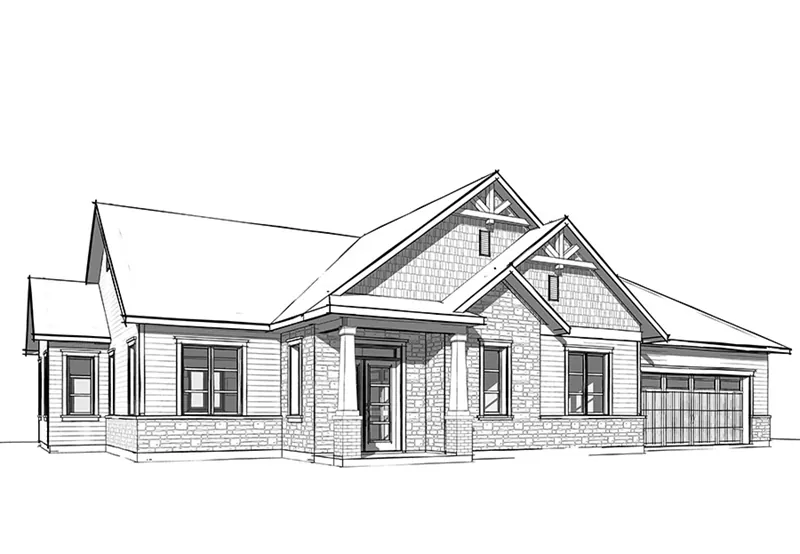 Ranch House Plan Front Image of House - Tommy Lane Craftsman Ranch Home 032D-0870 - Shop House Plans and More