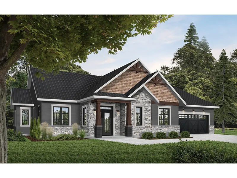 Ranch House Plan Front Photo 01 - Tommy Lane Craftsman Ranch Home 032D-0870 - Shop House Plans and More
