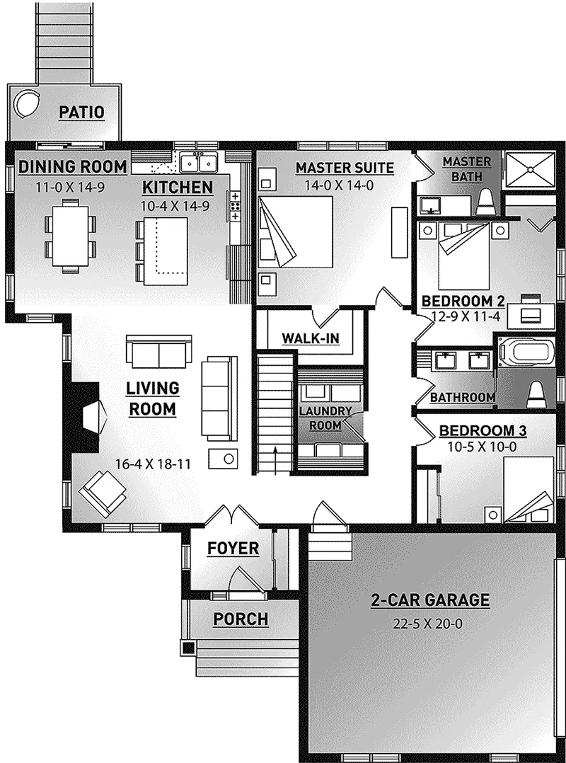 Ranch House Plan First Floor - Windo Creek Craftsman Home 032D-0871 - Shop House Plans and More