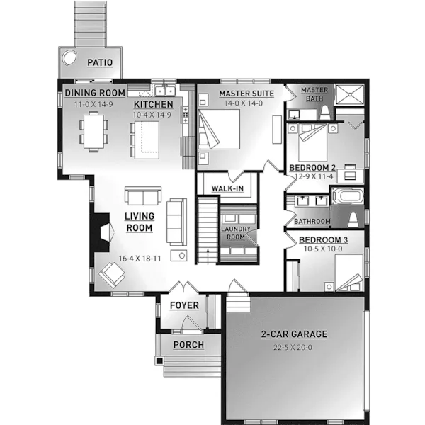 Ranch House Plan First Floor - Windo Creek Craftsman Home 032D-0871 - Shop House Plans and More