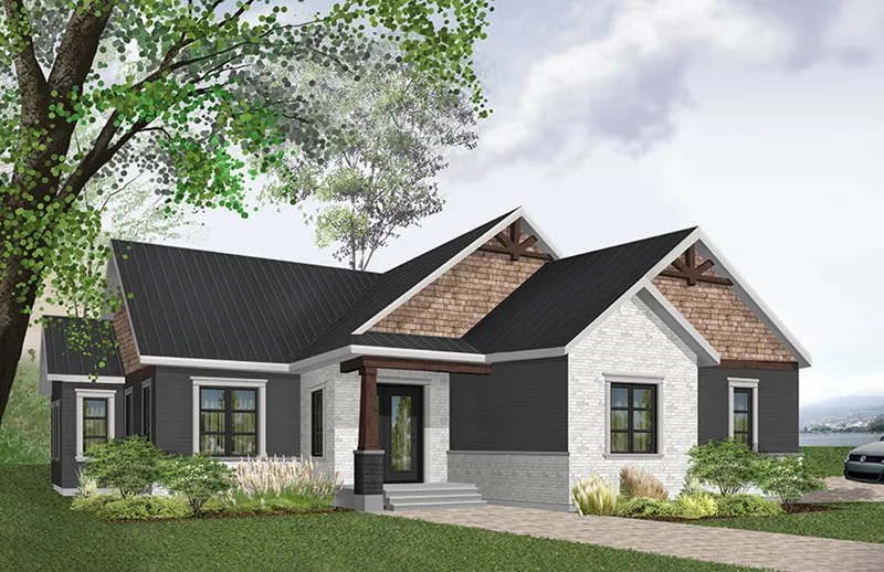 Ranch House Plan Front of Home - Windo Creek Craftsman Home 032D-0871 - Shop House Plans and More