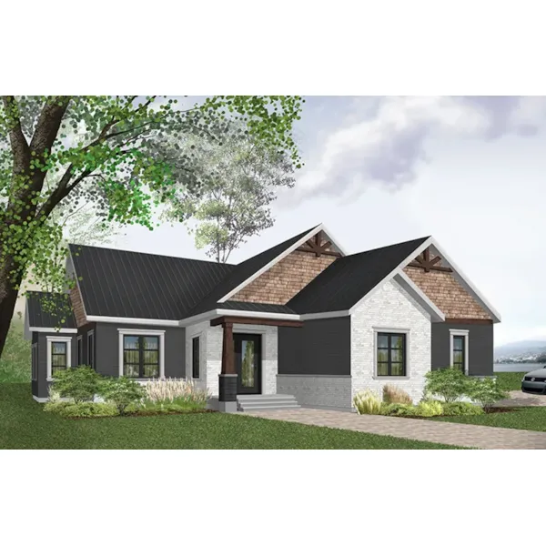 Ranch House Plan Front of Home - Windo Creek Craftsman Home 032D-0871 - Shop House Plans and More