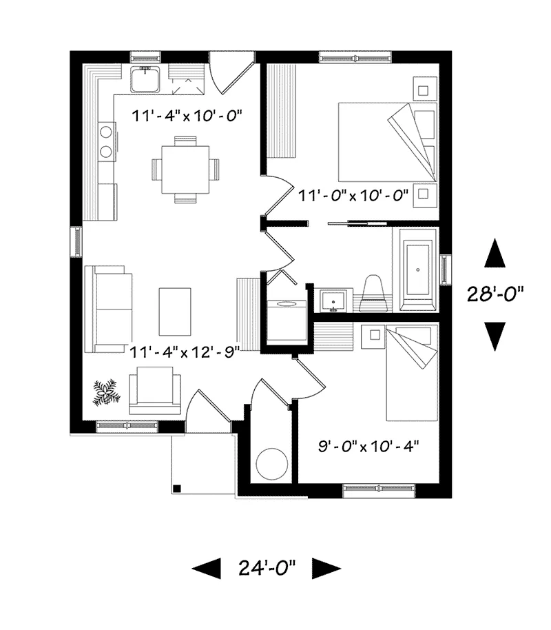 Vacation House Plan First Floor - Winscott Trail Prairie Cabin Home 032D-0872 - Shop House Plans and More