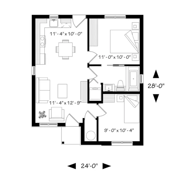 Craftsman House Plan First Floor - Winscott Trail Prairie Cabin Home 032D-0872 - Shop House Plans and More