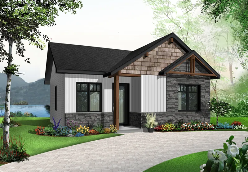 Modern House Plan Front of Home - Winscott Trail Prairie Cabin Home 032D-0872 - Shop House Plans and More