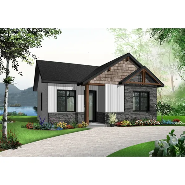 Craftsman House Plan Front of Home - Winscott Trail Prairie Cabin Home 032D-0872 - Shop House Plans and More