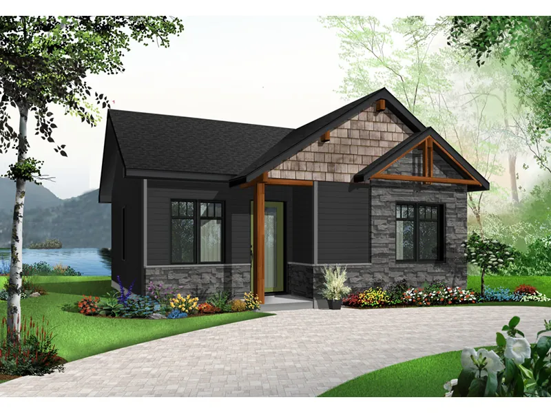 Vacation House Plan Front Photo 02 - Winscott Trail Prairie Cabin Home 032D-0872 - Shop House Plans and More