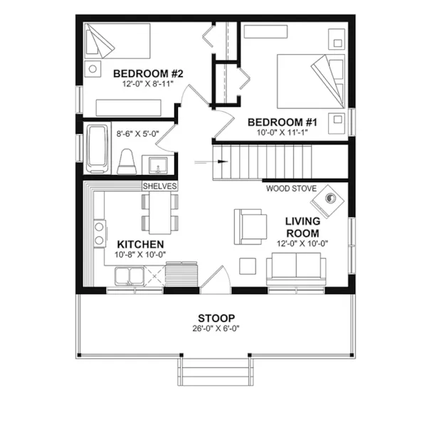 First Floor - Great Getaway Contemporary Cottage 032D-0875 - Search House Plans and More