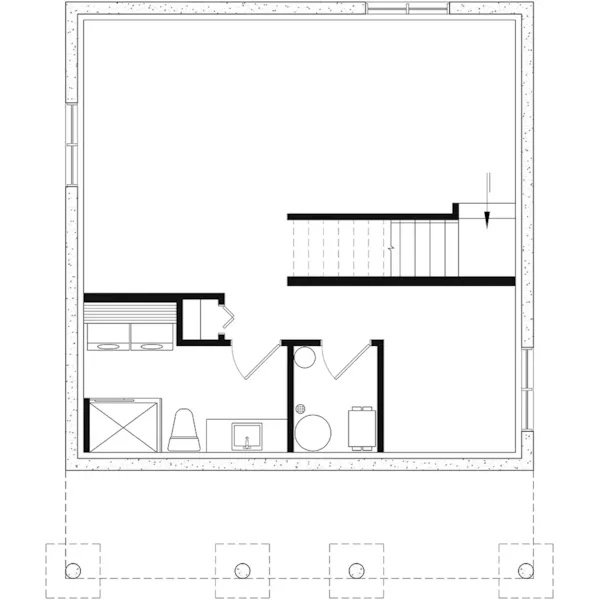 Lower Level Floor - Great Getaway Contemporary Cottage 032D-0875 - Search House Plans and More