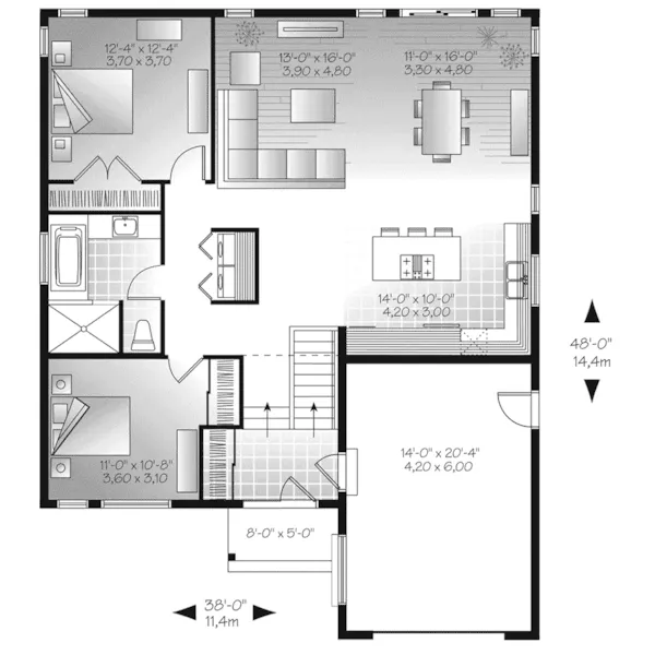 Modern Farmhouse Plan First Floor - Urban Valley Modern Home 032D-0877 - Shop House Plans and More