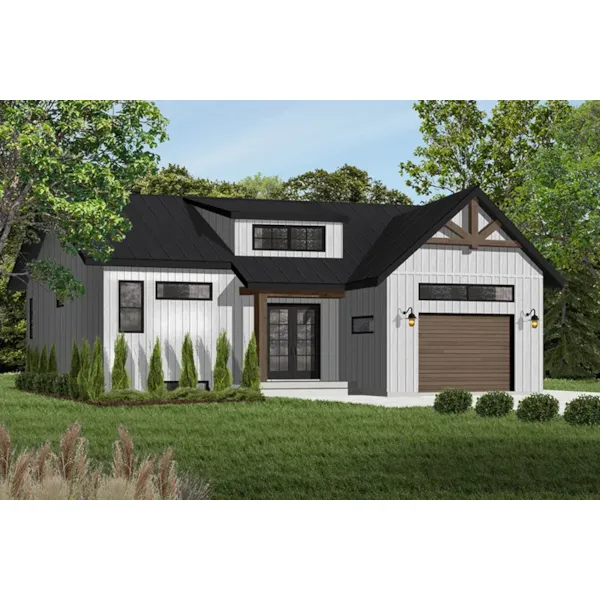 Modern Farmhouse Plan Front of Home - Urban Valley Modern Home 032D-0877 - Shop House Plans and More