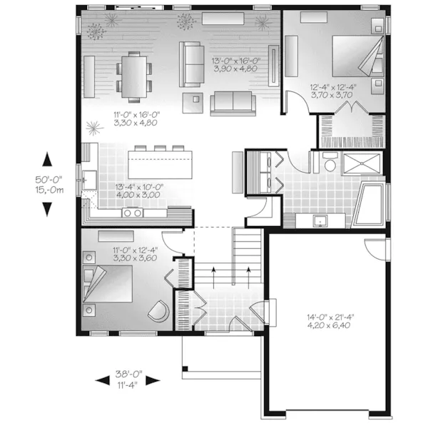 First Floor - Urbanvalley Modern Ranch Home 032D-0878 - Shop House Plans and More