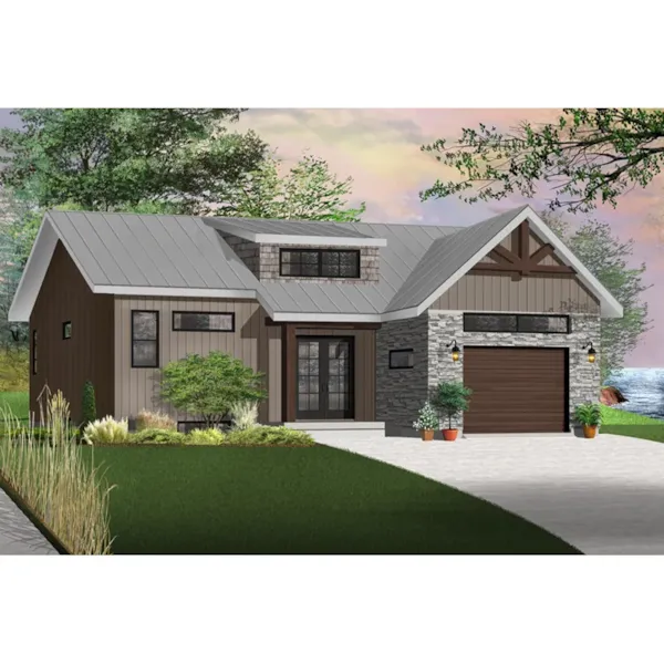 Front Photo 01 - Urbanvalley Modern Ranch Home 032D-0878 - Shop House Plans and More