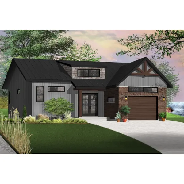 Front Photo 02 - Urbanvalley Modern Ranch Home 032D-0878 - Shop House Plans and More