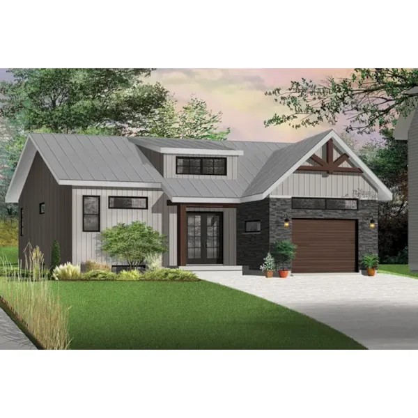 Front Photo 04 - Urbanvalley Modern Ranch Home 032D-0878 - Shop House Plans and More