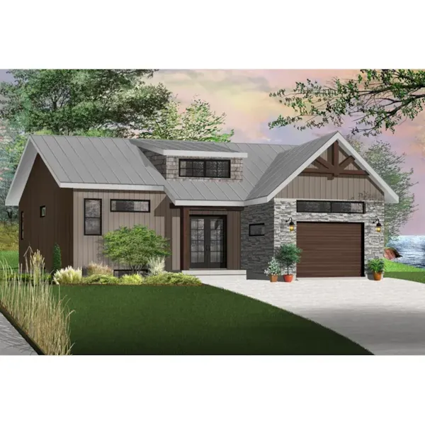 Front Photo 05 - Urbanvalley Modern Ranch Home 032D-0878 - Shop House Plans and More