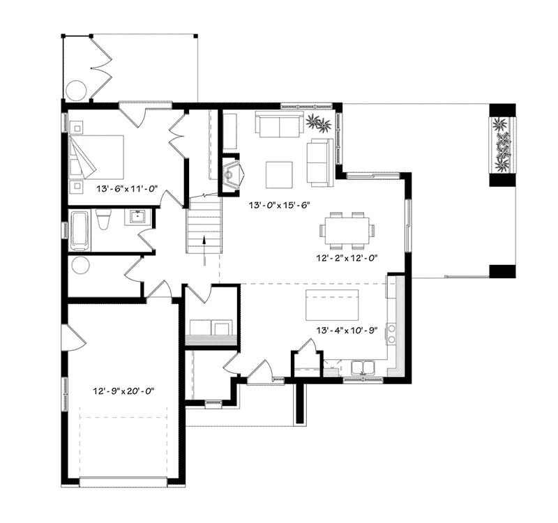 Rustic House Plan First Floor - Pierce View Prairie Home 032D-0880 - Shop House Plans and More