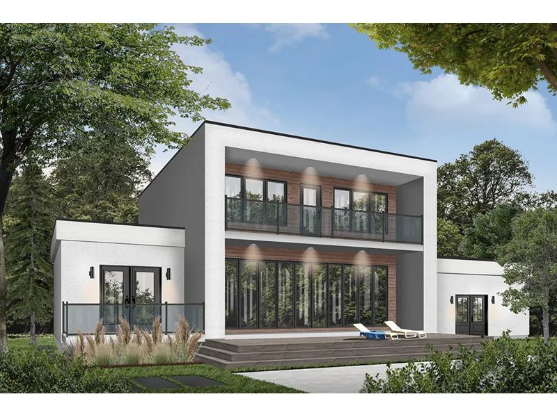 Contemporary House Plan Rear Photo 02 - Nevio Modern Home 032D-0882 - Shop House Plans and More