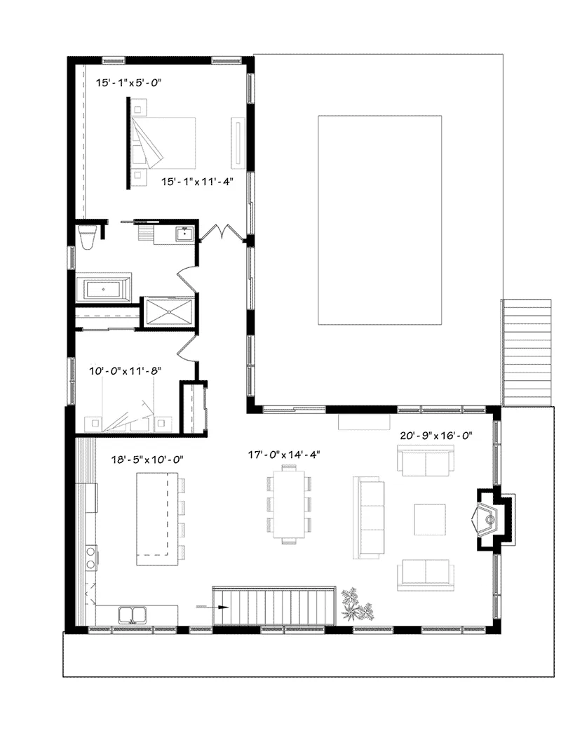 Cabin & Cottage House Plan First Floor - Lake Alison Waterfront Home 032D-0885 - Shop House Plans and More