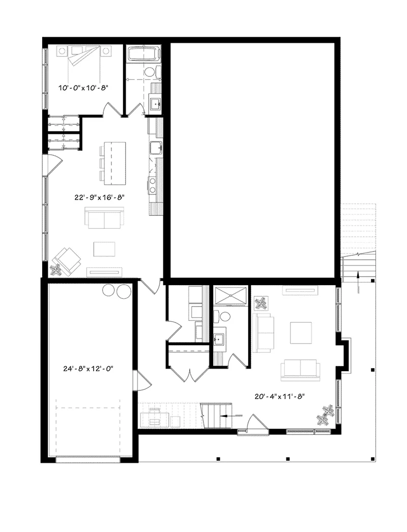 Cabin & Cottage House Plan Lower Level Floor - Lake Alison Waterfront Home 032D-0885 - Shop House Plans and More