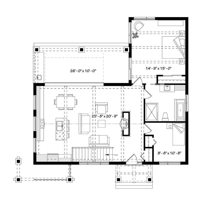 Vacation House Plan First Floor - Kellan Creek Craftsman Home 032D-0887 - Search House Plans and More